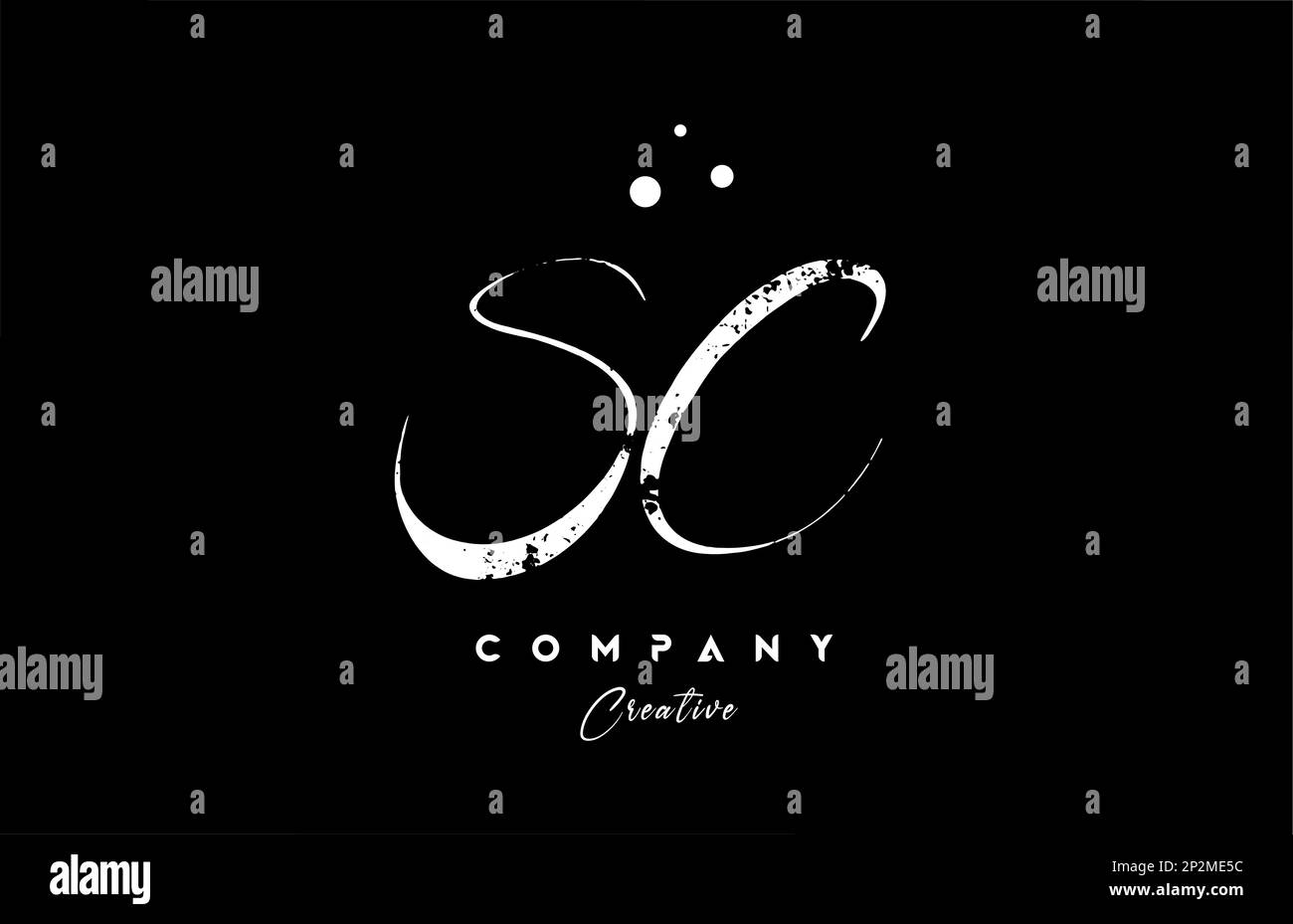 logo lettera lettera SC vintage design combinato con punti. Modello creativo scritto a mano per l'azienda e il business Illustrazione Vettoriale