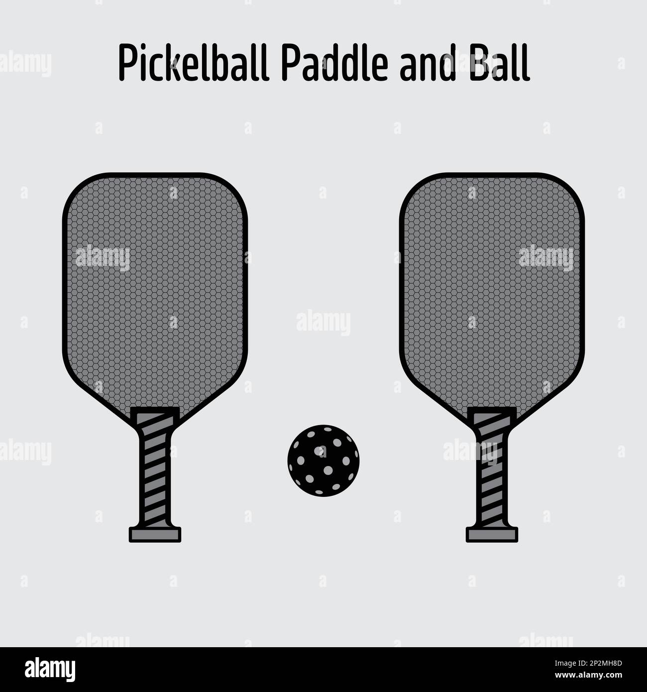 Pickleball paddle e palla grigio Illustrazione Vettoriale