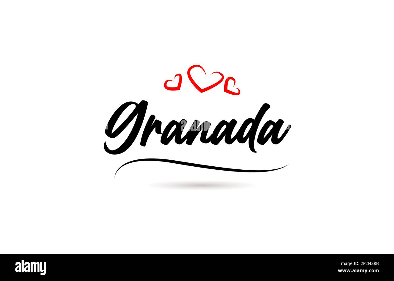 Granada città europea tipografia testo parola con stile d'amore. Scrittura a mano. Testo calligrafico moderno Illustrazione Vettoriale