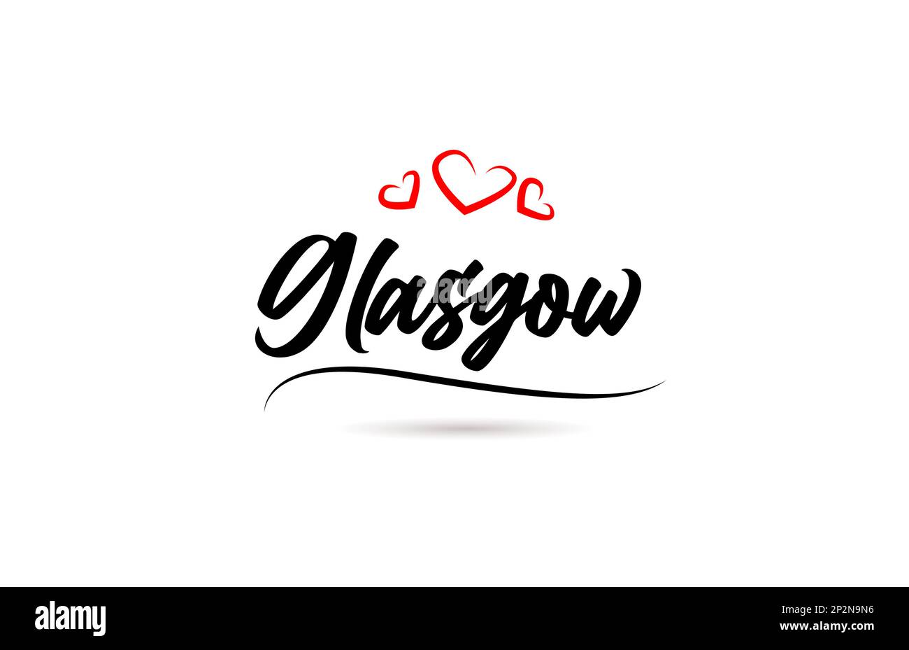 Glasgow città europea tipografia testo parola con stile d'amore. Scrittura a mano. Testo calligrafico moderno Illustrazione Vettoriale