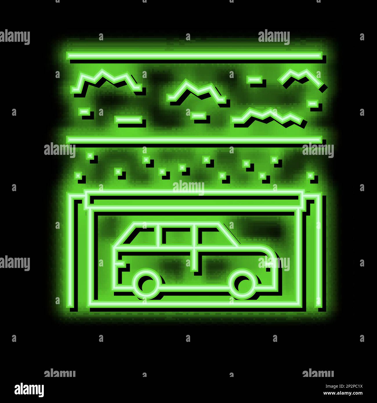 figura dell'icona delle luci al neon per il parcheggio sotterraneo Illustrazione Vettoriale