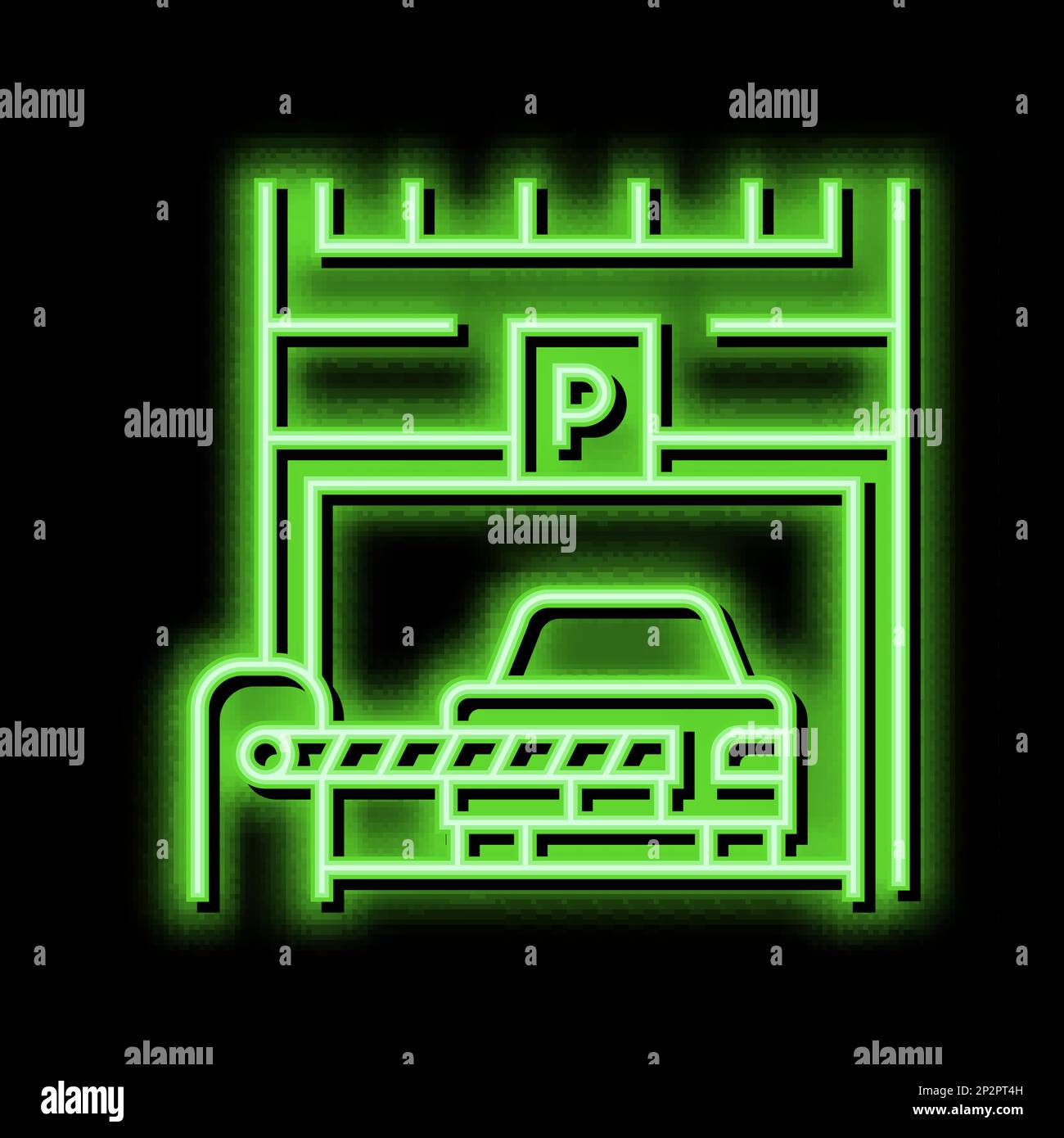 illustrazione dell'icona della barriera di parcheggio al neon Illustrazione Vettoriale