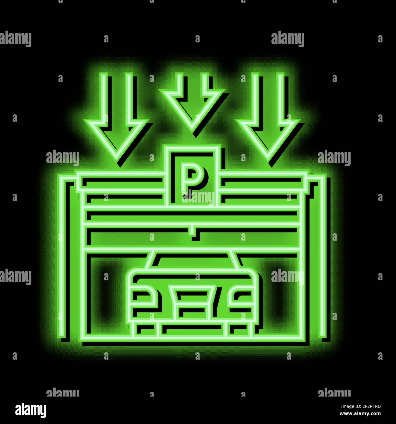 figura dell'icona della candeletta al neon di chiusura del portellone Illustrazione Vettoriale