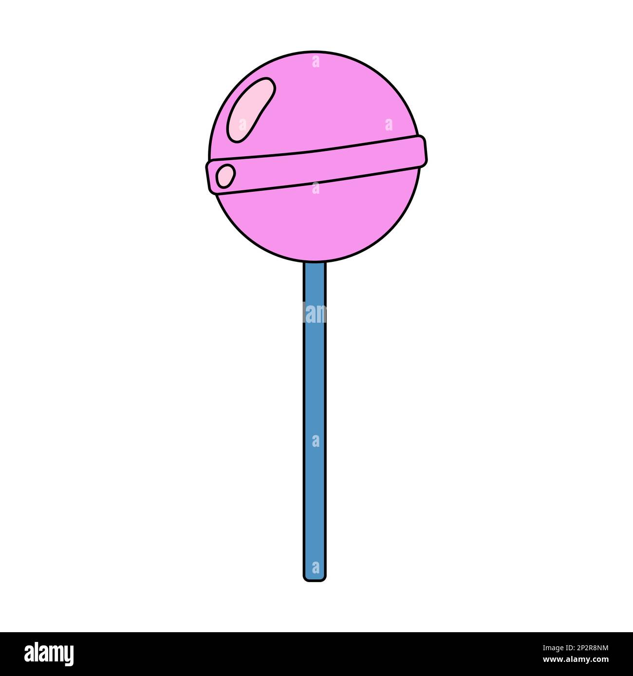 Lollipop rosa rotondo, elemento di design retrò, illustrazione vettoriale Illustrazione Vettoriale
