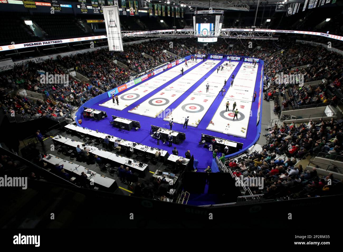 Londra, Canada. 04th Mar, 2023. London Ontario Canada, marzo 3 2023. Il giorno 2 del Brier di Tim Hortons è sulla strada. 2023 Tim Hortons Brier. Credit: Luke Durda/Alamy Live News Foto Stock