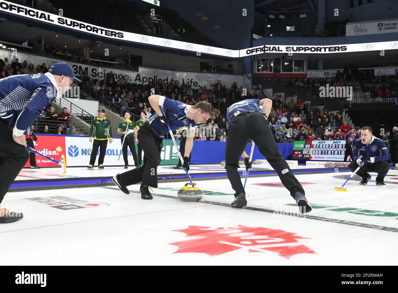 Londra, Canada. 04th Mar, 2023. London Ontario Canada, marzo 3 2023. Il giorno 2 del Brier di Tim Hortons è sulla strada. Team Nova Scotia. Credit: Luke Durda/Alamy Live News Foto Stock