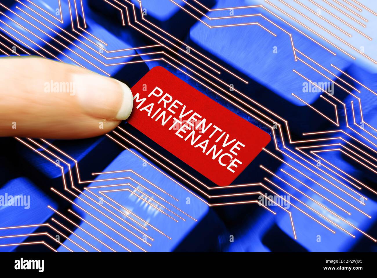 Scrittura del testo manutenzione preventiva. Idea di business evitare guasti eseguiti mentre la macchina è ancora in funzione Foto Stock