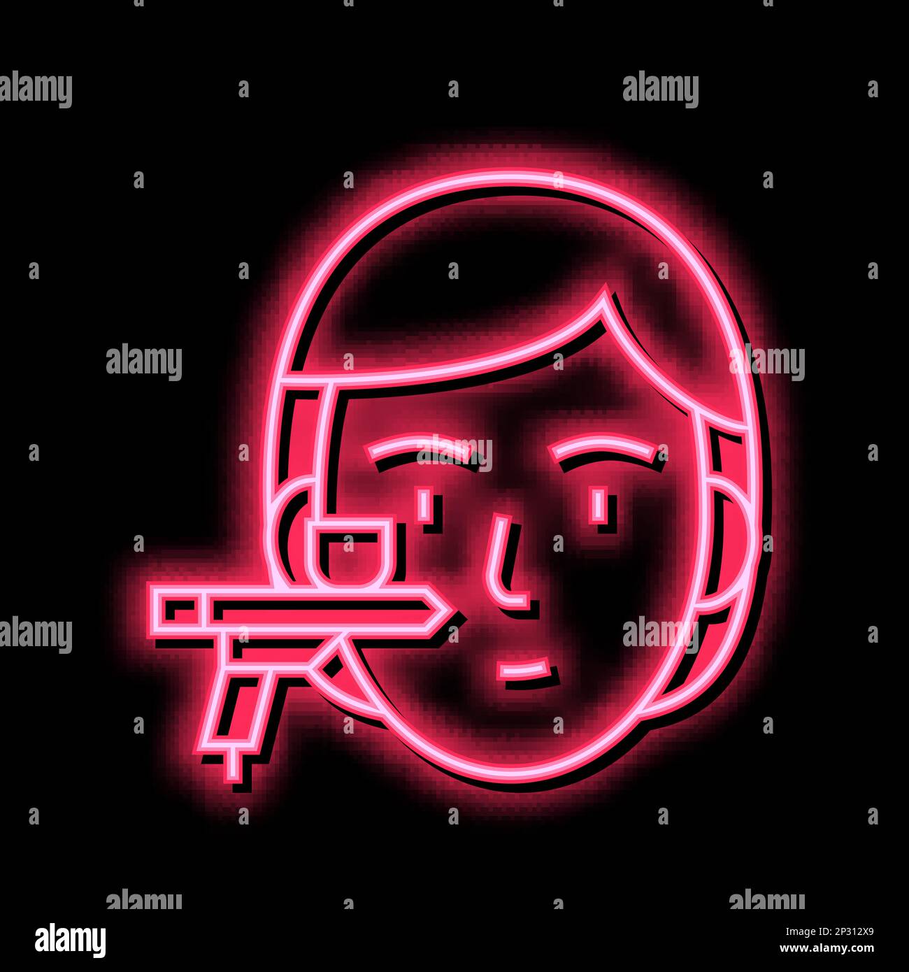 figura dell'icona del bagliore al neon dell'ossigeno iniettabile Illustrazione Vettoriale
