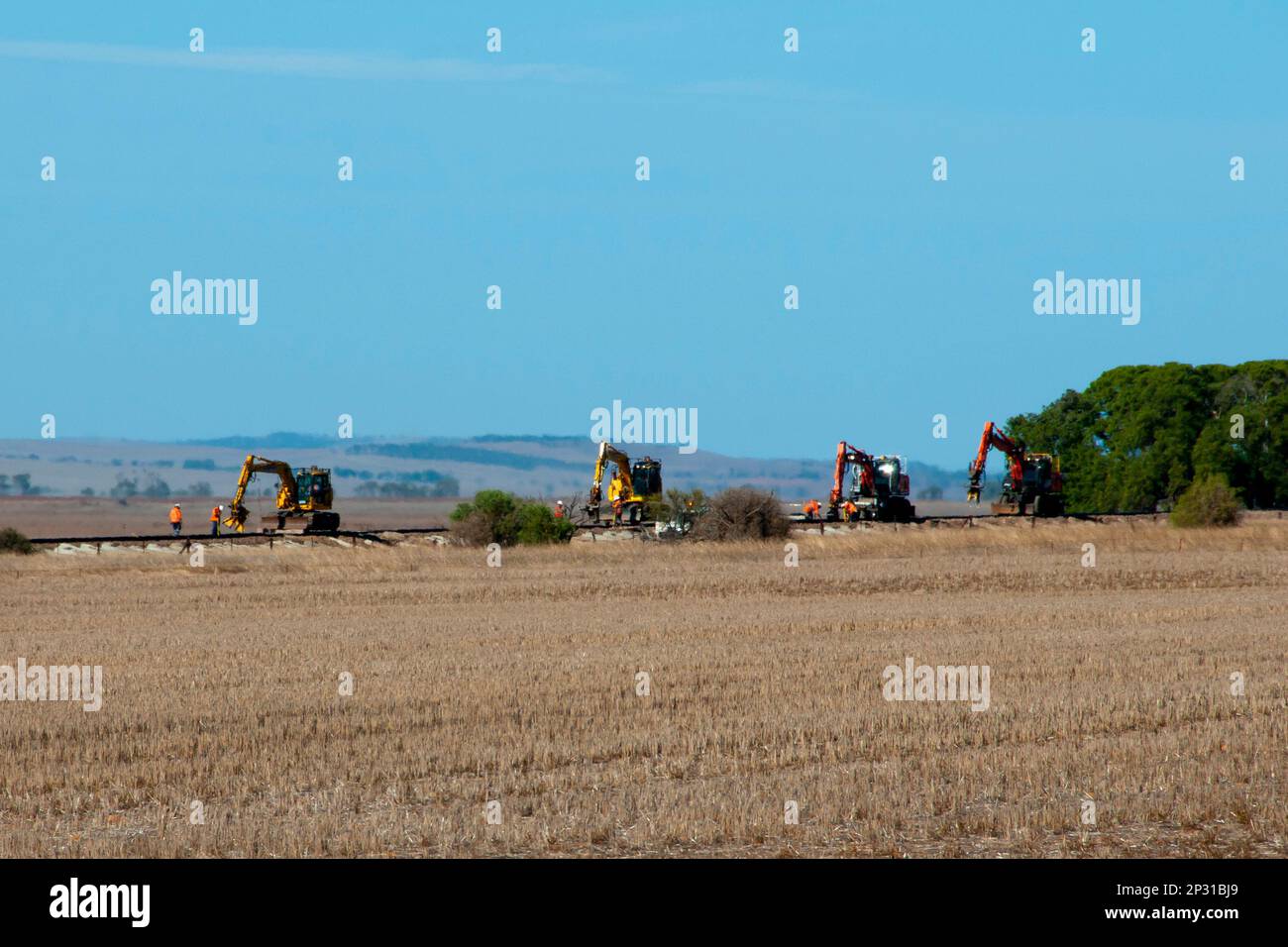 Progetto di costruzione sulla ferrovia Foto Stock