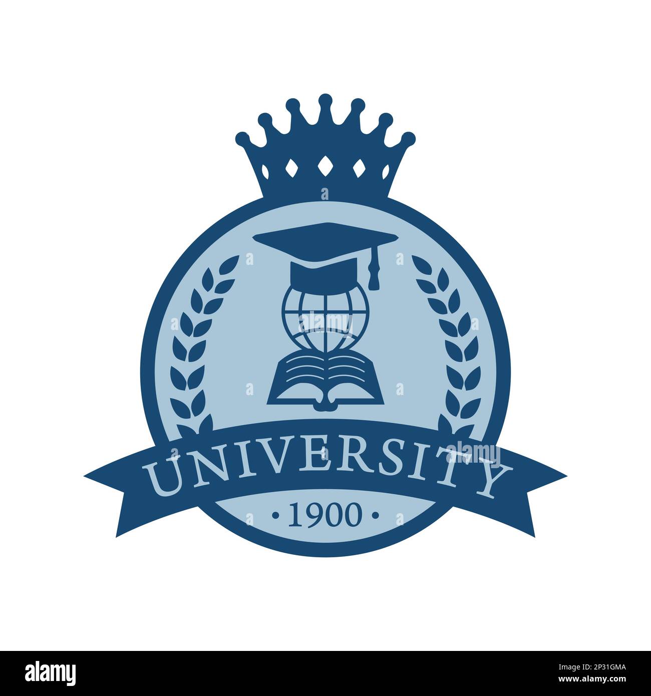 University College scuola badge logo disegno immagine vettoriale. Logo del badge Education. Emblema della scuola superiore dell'università Illustrazione Vettoriale