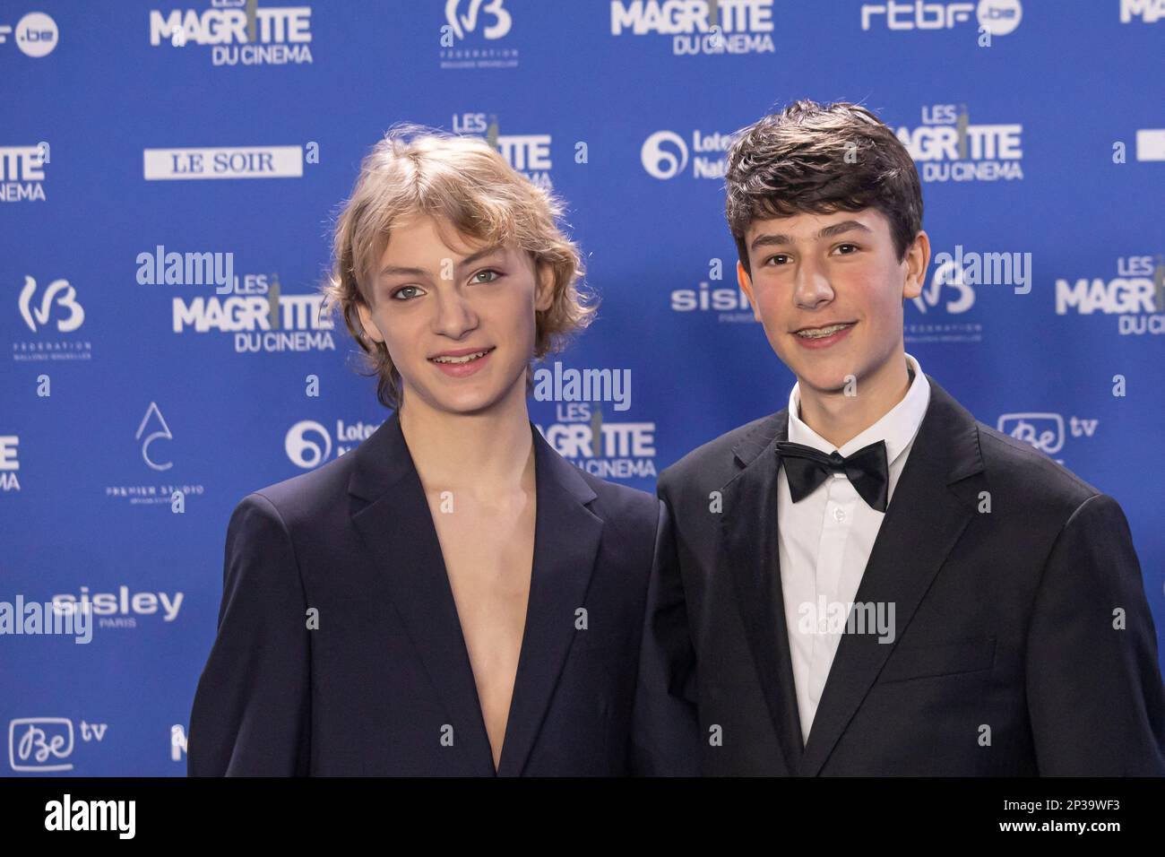 Bruxelles, Belgio. 04th Mar, 2023. Eden Damsaline (L) e Gustav De Waele partecipano ai 12th Les Magritte du Cinéma Awards il 04 marzo 2023 a Bruxelles, Foto di Sebastien Courdji/ABACAPRESS.COM Credit: Abaca Press/Alamy Live News Foto Stock