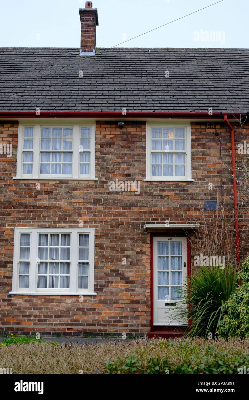 20 Forthlin Road, Allerton, Liverpool è la casa d'infanzia di Sir Paul McCartney dei Beatles Foto Stock