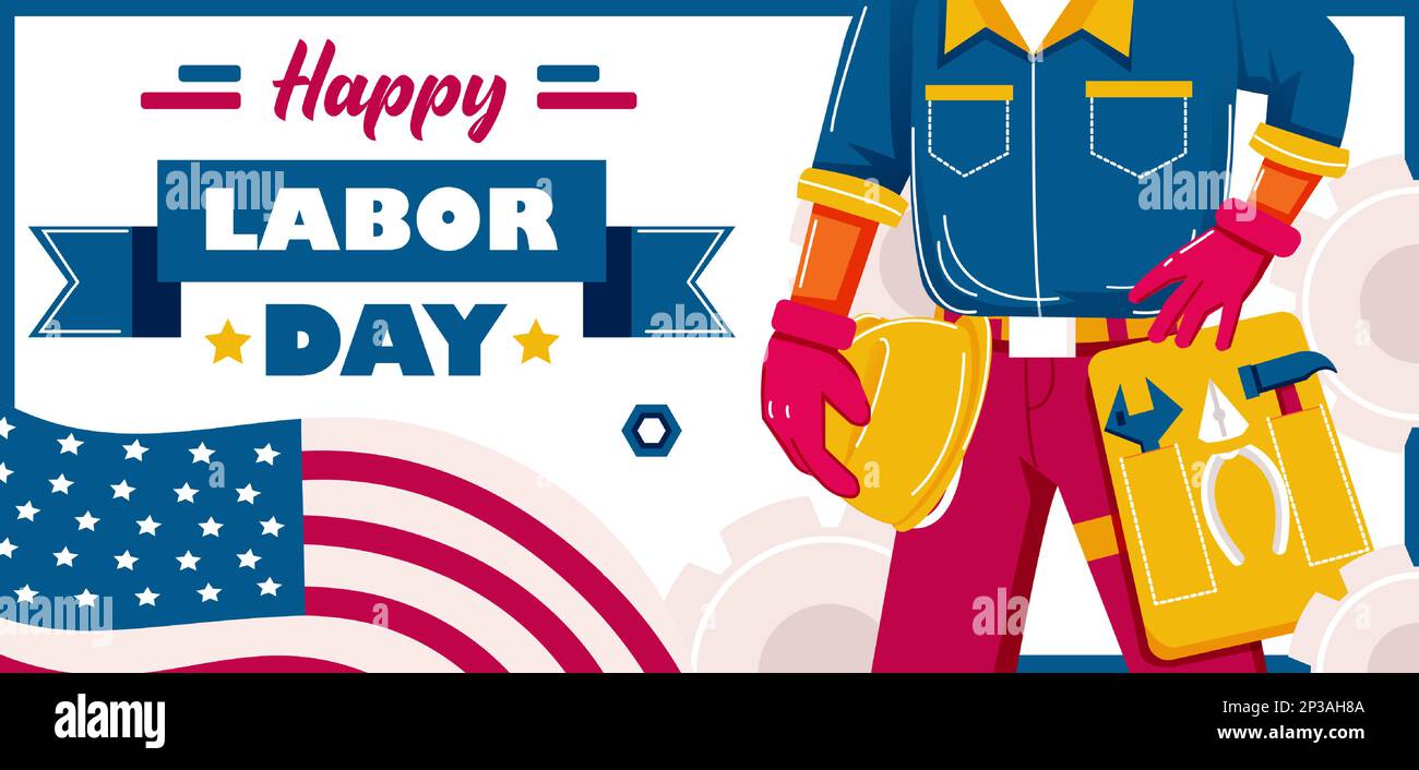 Banner Happy Labor Day Illustrazione Vettoriale