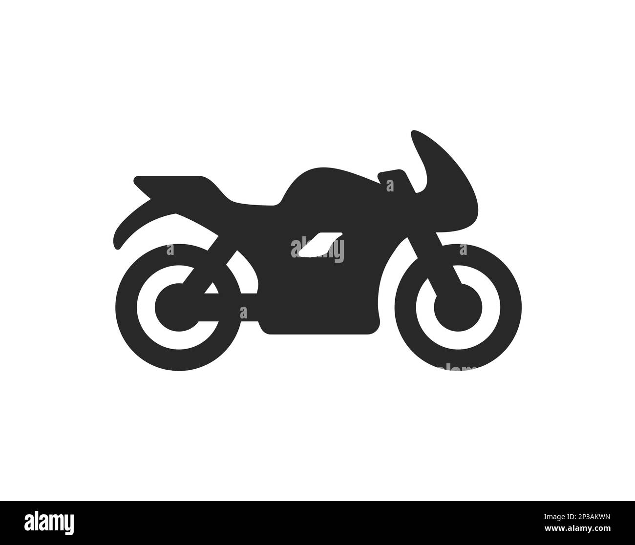 semplice moto sagoma vista laterale icona simbolo vettore isolato su sfondo bianco Illustrazione Vettoriale