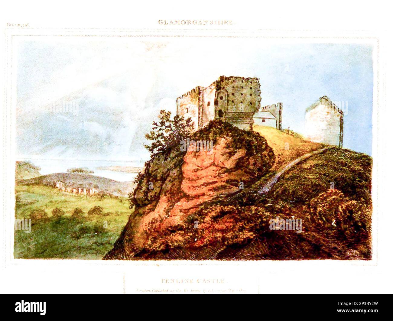 Penline Castle dal libro ' escursioni descrittive attraverso il Galles del Sud e Monmouthshire. Nel 1804, e le quattro estati precedenti ' Volume 1 di Edward Donovan, 1768-1837. Data di pubblicazione 1805 stampato per l'autore da Rivington, ecc, Londra Foto Stock