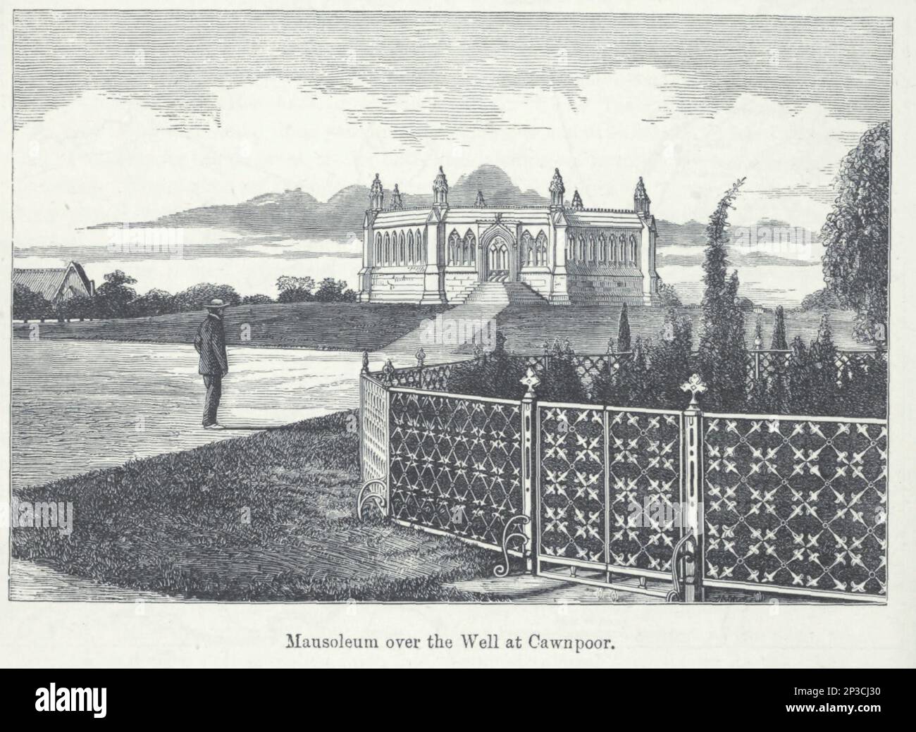 Mausoleo sopra il pozzo del massacro a Cawnpoor (anche Cawnpore o Kanpur ) , dal libro ' Una storia delle Highlands scozzesi, clan delle Highland e reggimenti delle Highland ' Volume 2 di Maclauchlan, Thomas, 1816-1886; Wilson, John, 1785-1854; Keltie, John Scott, Sir, 1840-1927 Data di pubblicazione 1875 editore Edinburgh ; Londra : A. Fullarton Foto Stock