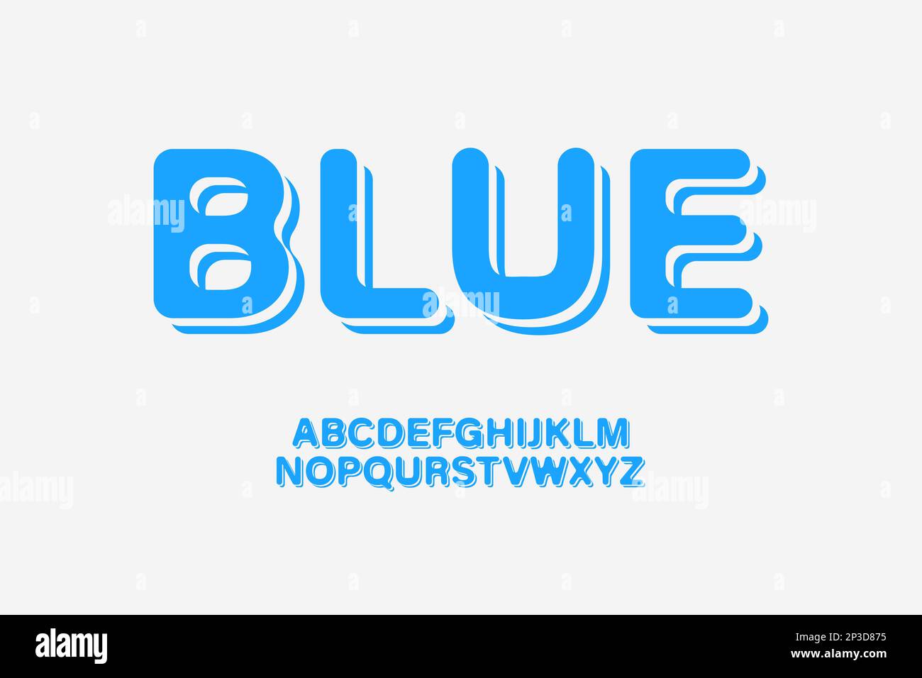 Set Alfabeto Blu curvo - retro Style Typoography, Vector Illustration Illustrazione Vettoriale