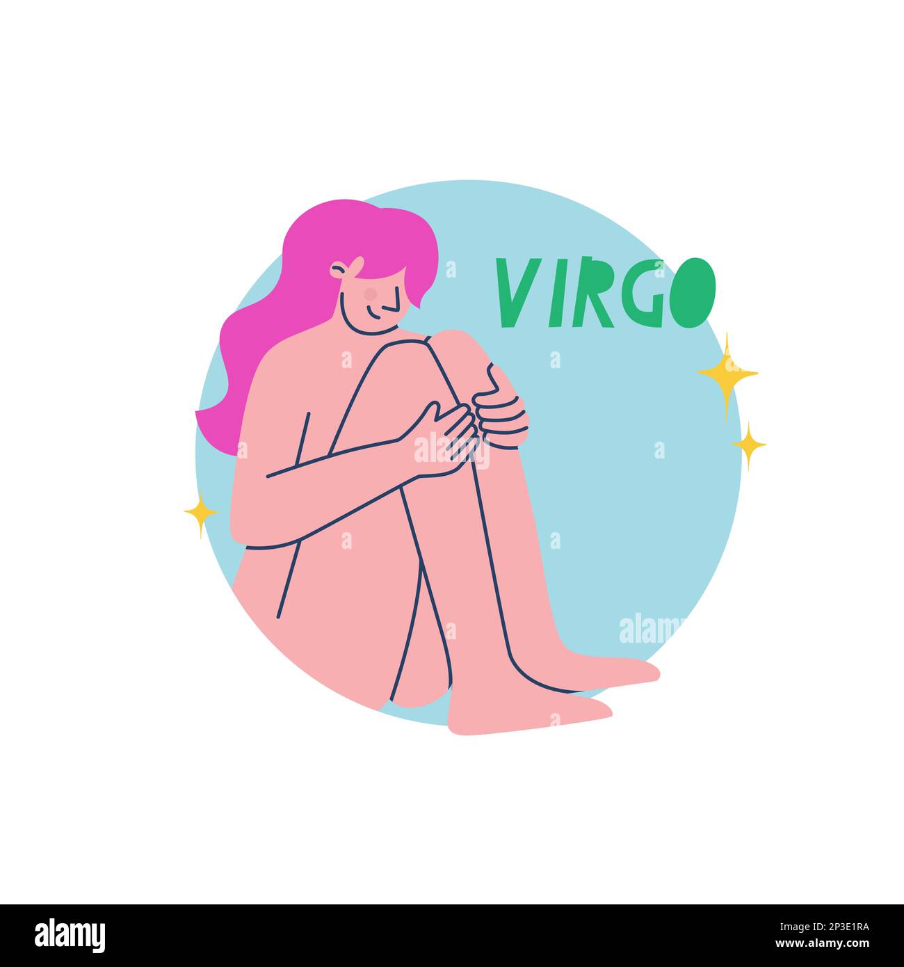 Segno zodiacale della Vergine. Il sesto simbolo dell'oroscopo. Segno astrologico di quelli nati nel mese di settembre. Illustrazione vettoriale per la progettazione. Illustrazione Vettoriale