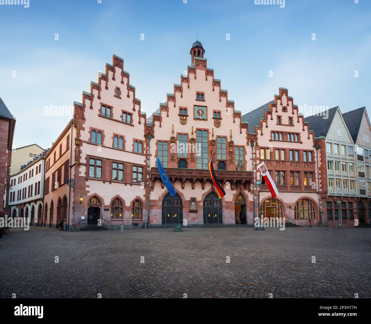 Municipio di Romer in Piazza Romerberg - Francoforte, Germania Foto Stock
