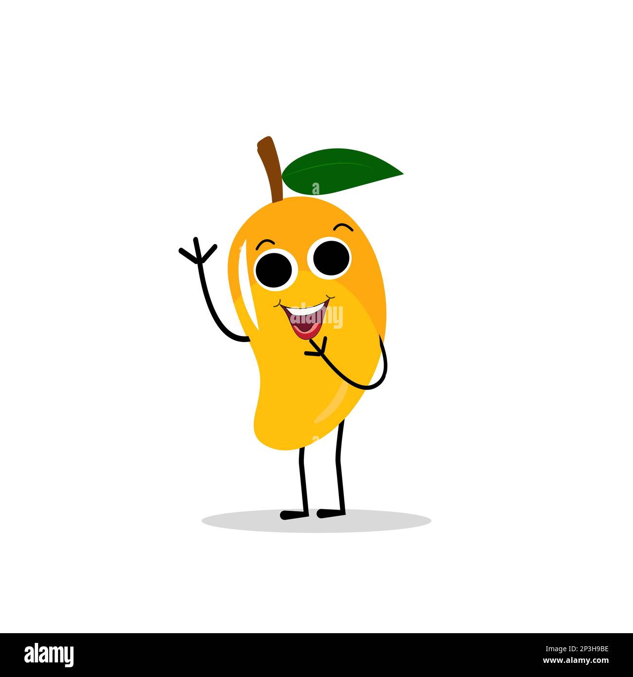Design di carattere mango. Kawaii caratteri mango illustrazione vettoriale di carino cartone animato, usarli come adesivi, motivi, disegni t-shirt, logo frutta. Illustrazione Vettoriale