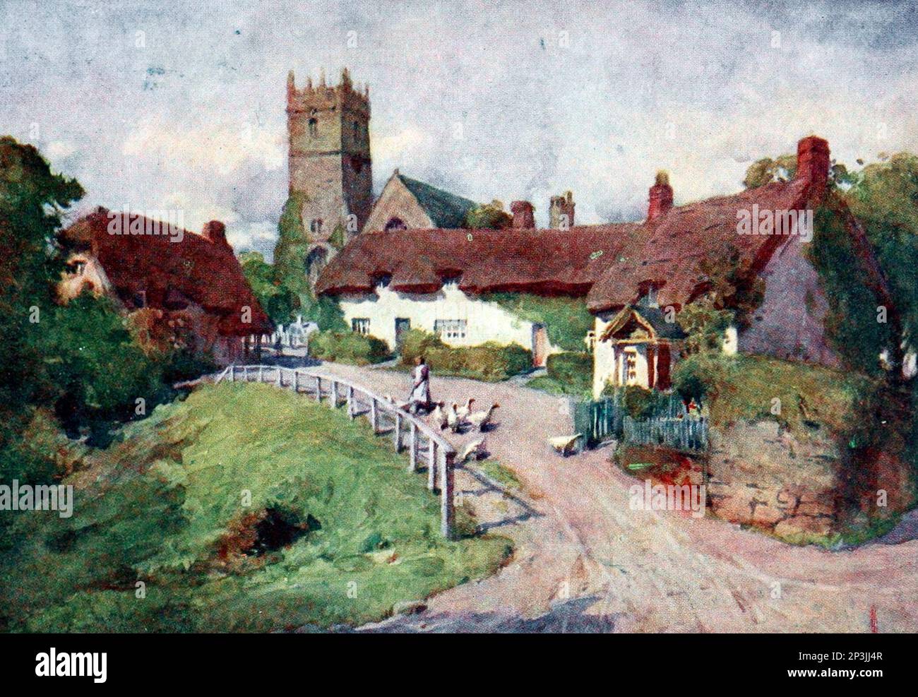 Godshill, uno dei villaggi più belli dell'isola di Wight, Regno Unito, circa 1911 Foto Stock