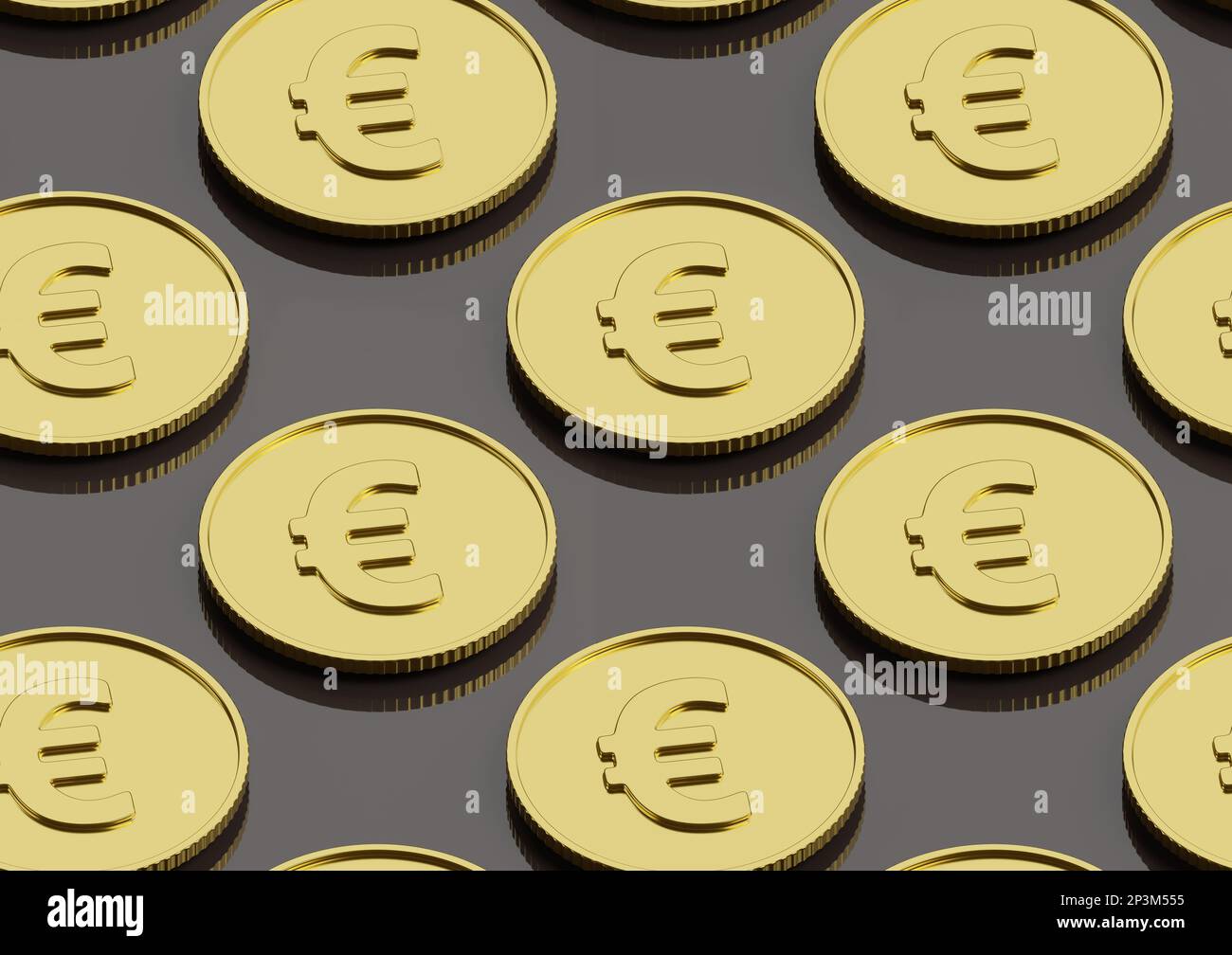 Moneta Golden euro modello senza cuciture. illustrazione 3d. Foto Stock