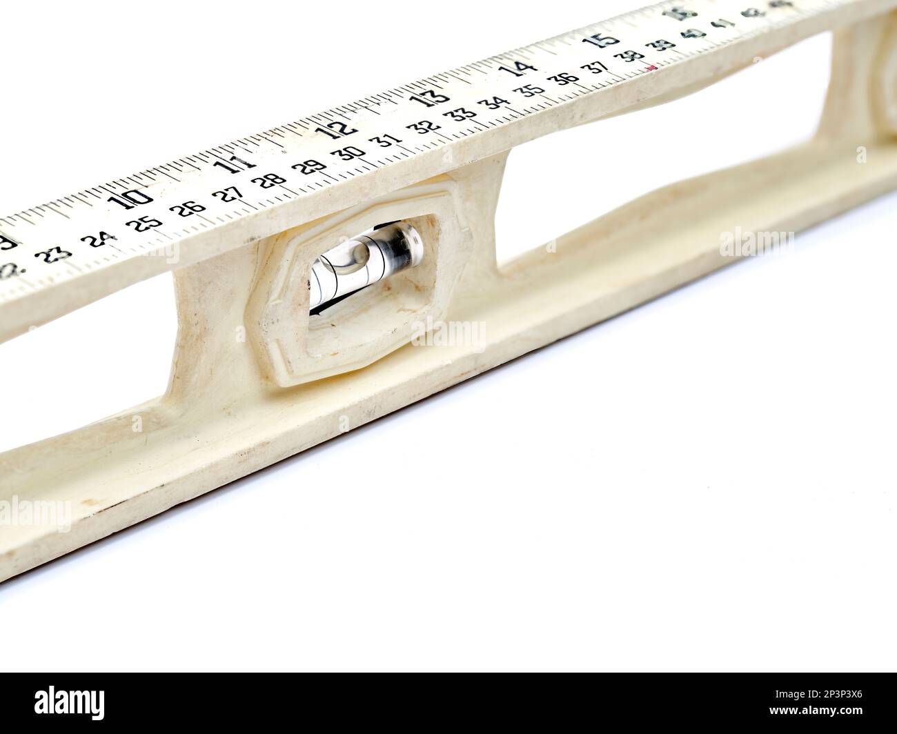 Livello di costruzione bianco in plastica Foto Stock