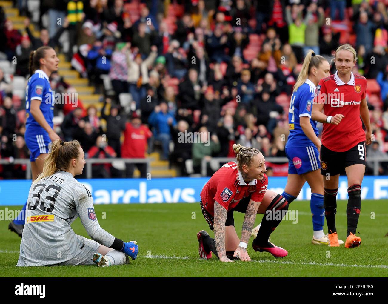 Leigh, Regno Unito. 5th Mar, 2023. Leah Galton del Manchester United segna il quarto goal del Manchester United durante la partita della fa Women's Super League al Leigh Sports Village, Leigh. Il credito dell'immagine dovrebbe essere: Gary Oakley/Sportimage Credit: Sportimage/Alamy Live News Foto Stock