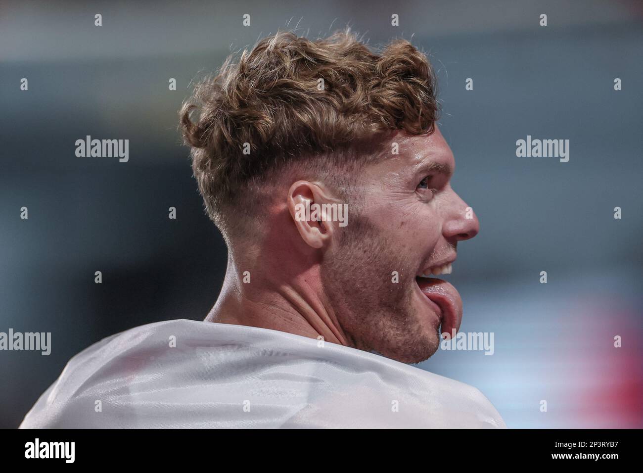 Istanbul, Turchia. 05th Mar, 2023. Atletica/indoor: All-around 1000 metri,  uomini. Kevin Mayer dalla Francia si rallegra dopo la vittoria assoluta. Il  campione del mondo e il detentore del record mondiale hanno preso