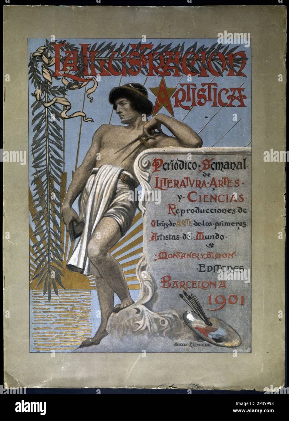 The Artistic Illustration, copertina della rivista d'arte nel suo numero speciale XX anniversario, 1-1-1901. Foto Stock