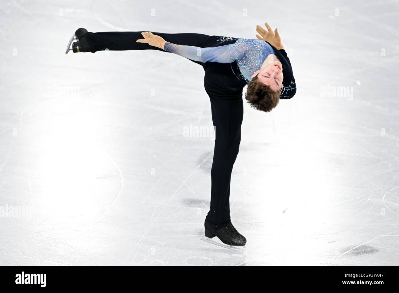 Aleksa RAKIC (CAN), durante il Junior Men Free Skating, al ISU World Junior Figure Skating Championships 2023, alla WinSport Arena, il 4 marzo 2023 a Calgary, Canada. (Foto di Raniero Corbelletti/AFLO) Foto Stock