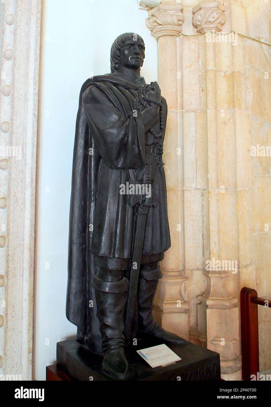 Statua di João Gonfala Zarco, navigatore dell'età delle scoperte, di Ernesto canto da Maia, Museo marittimo, Lisbona, Portogallo Foto Stock