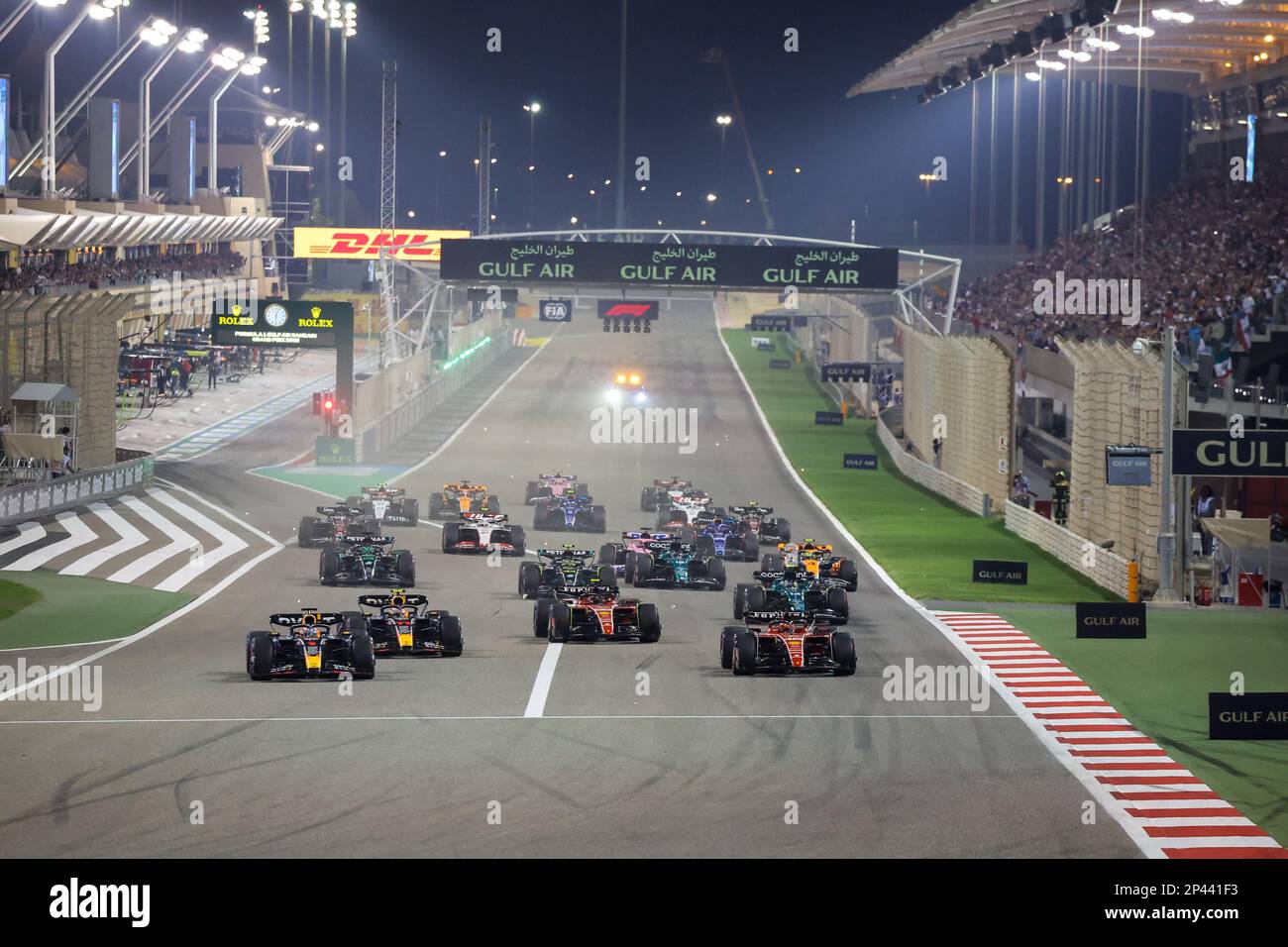 Inizio della gara di Formula 1 Gulf Air Bahrain Grand Prix 2023, Sakhir, Bahrain, marzo 05 2023 Foto Stock