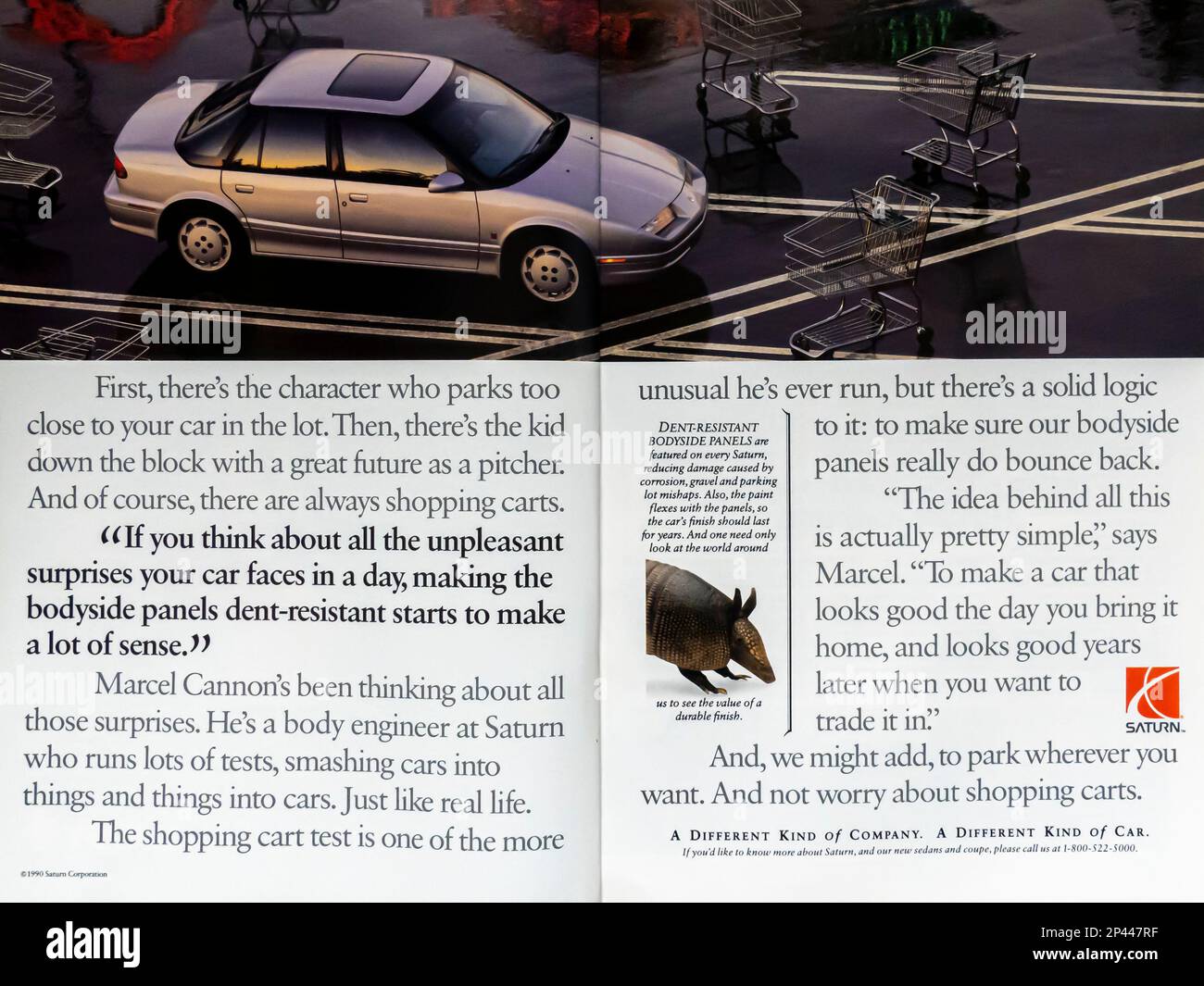 Saturn auto pubblicità in una rivista NatGeo aprile 1991 Foto Stock