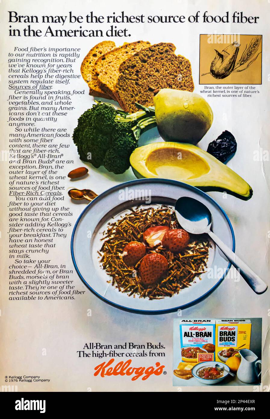 La pubblicità di cereali di Kellogg in una rivista NatGeo gennaio 1979 Foto Stock