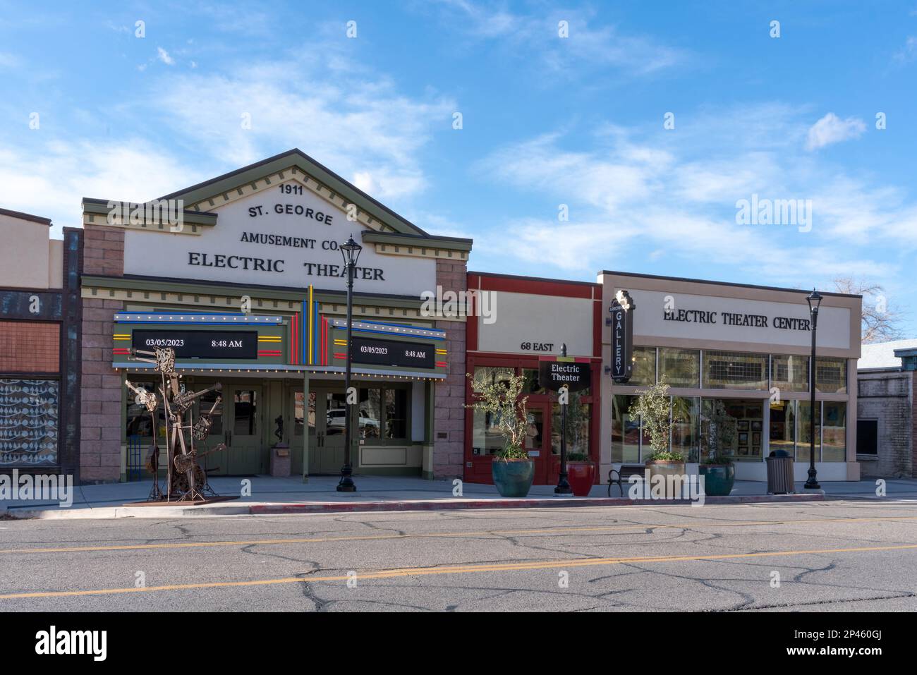 Il Teatro elettrico, costruito nel 1911, nel centro di St George, Utah. Foto Stock