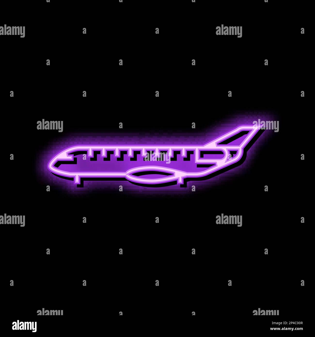 illustrazione dell'icona del neon glow degli aerei a reazione regionali Illustrazione Vettoriale