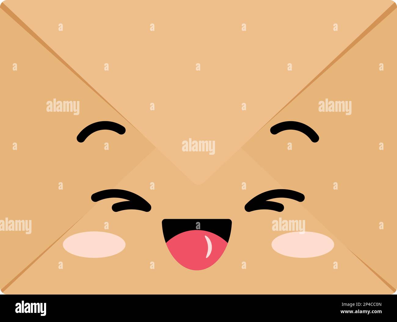 Crea una busta sorridente carino personaggio kawaii con volto. Illustrazione Vettoriale