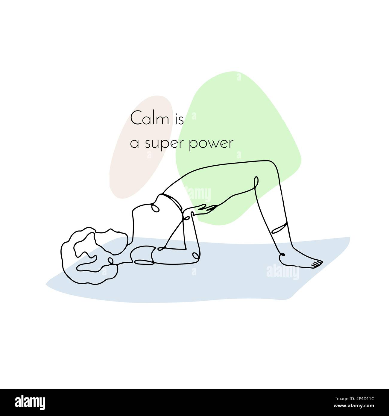 Disegno a linea singola di una ragazza in posa yoga con citazione ispirativa Illustrazione Vettoriale