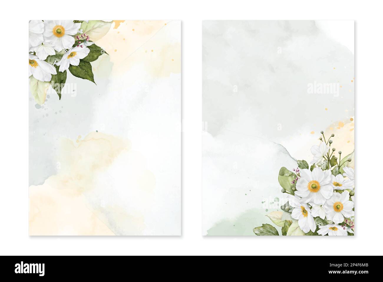 Set di dima con acquerello fiore anemone fioritura su macchie, Wedding Invite. Vector decorativo San Valentino, biglietto d'auguri, invito d Illustrazione Vettoriale