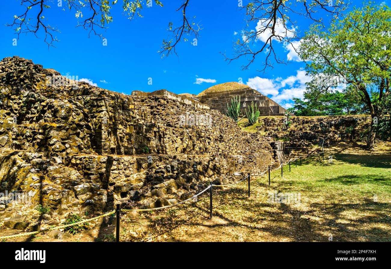 El Tazumal rovine Maya vicino a Santa Ana in El Salvador, America Centrale Foto Stock
