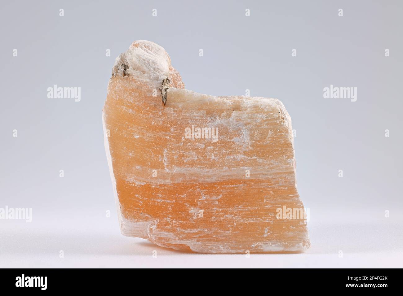 Il gesso è un minerale di solfato molle composto da solfato di calcio diidrato. È estesamente estratto ed usato come fertilizzante. Campione di gypsym rosso è da Mor Foto Stock