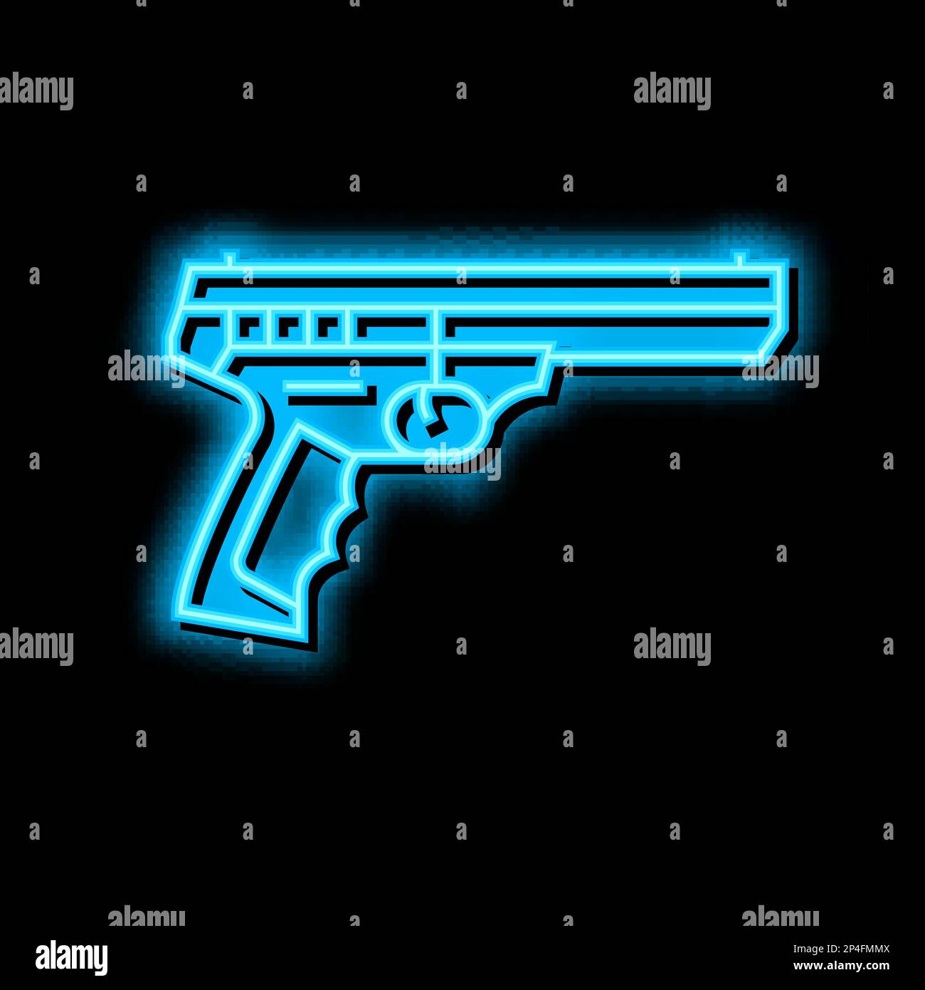 figura dell'icona del fucile a forma di neon incandescente Illustrazione Vettoriale