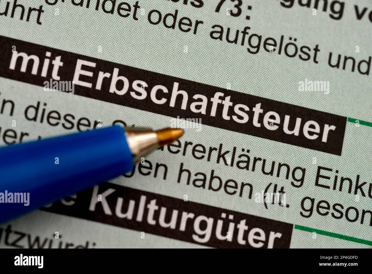 Dichiarazione fiscale, imposta di successione Foto Stock