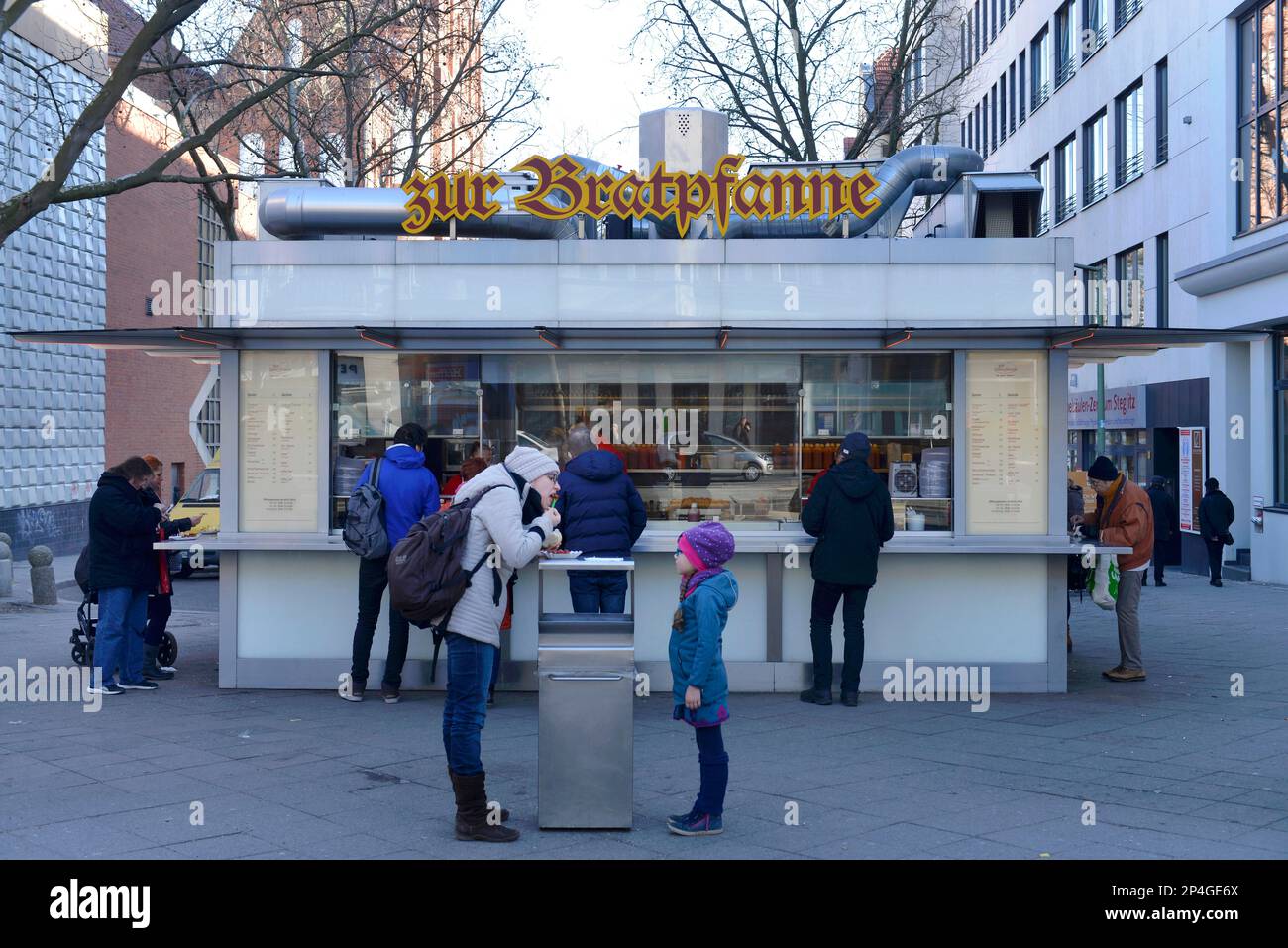 Zur Bratpfanne, Currywurstbude, Schlossstrasse, Steglitz, Berlino, Germania Foto Stock