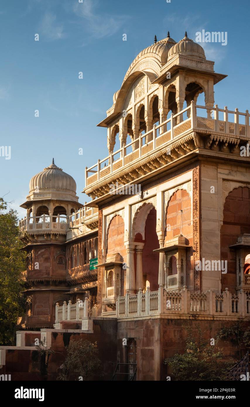 India, Rajasthan, Bikaner, Ratan Behari Mandir Tempio entrata Foto Stock