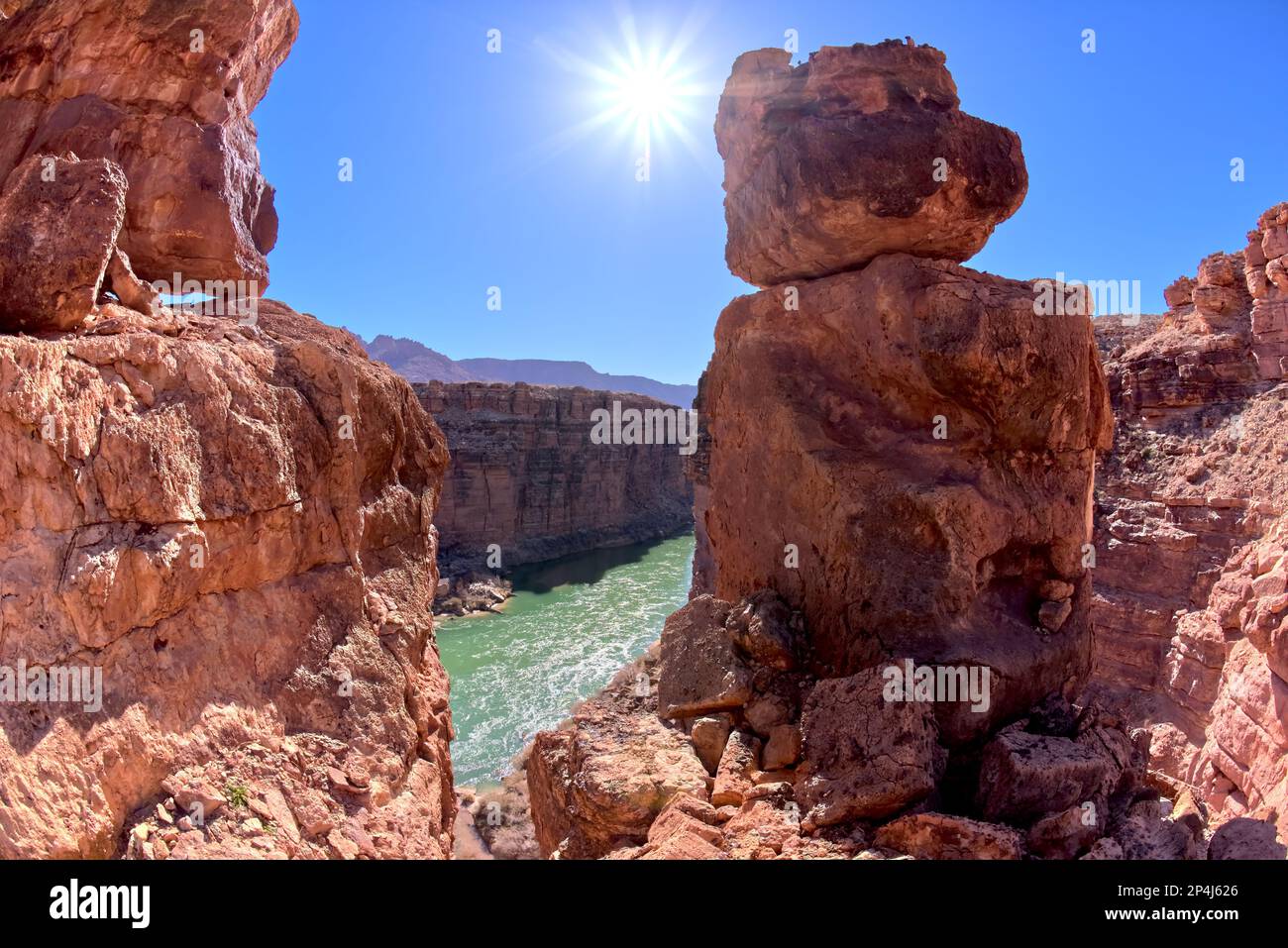 Vista sul fiume Colorado da East Johnson Falls, Arizona Foto Stock