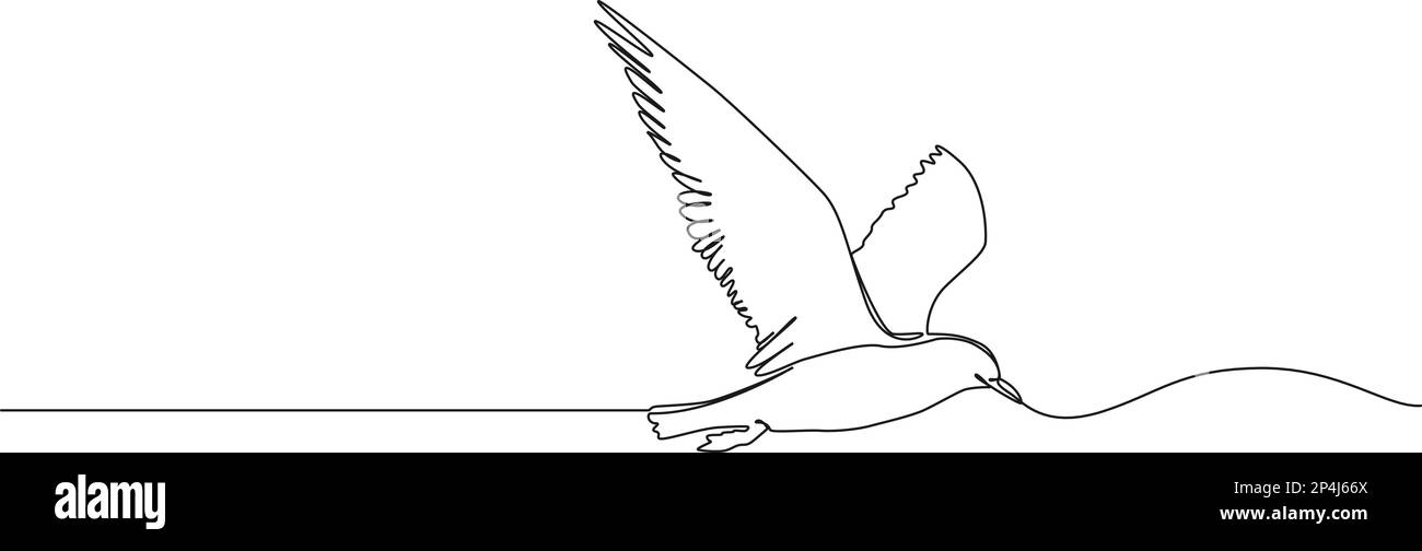disegno continuo a linea singola di un uccello a mezz'aria, illustrazione vettoriale a linea singola Illustrazione Vettoriale