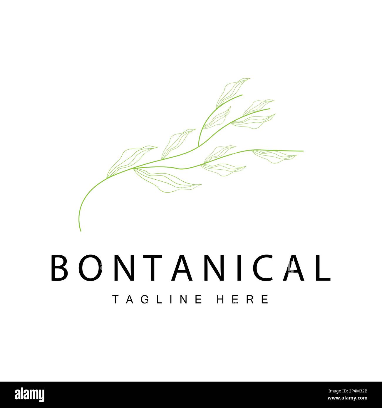 Logo Botanico, progettazione di piante naturali, vettore icona di piante floreali con modello di linea Illustrazione Vettoriale