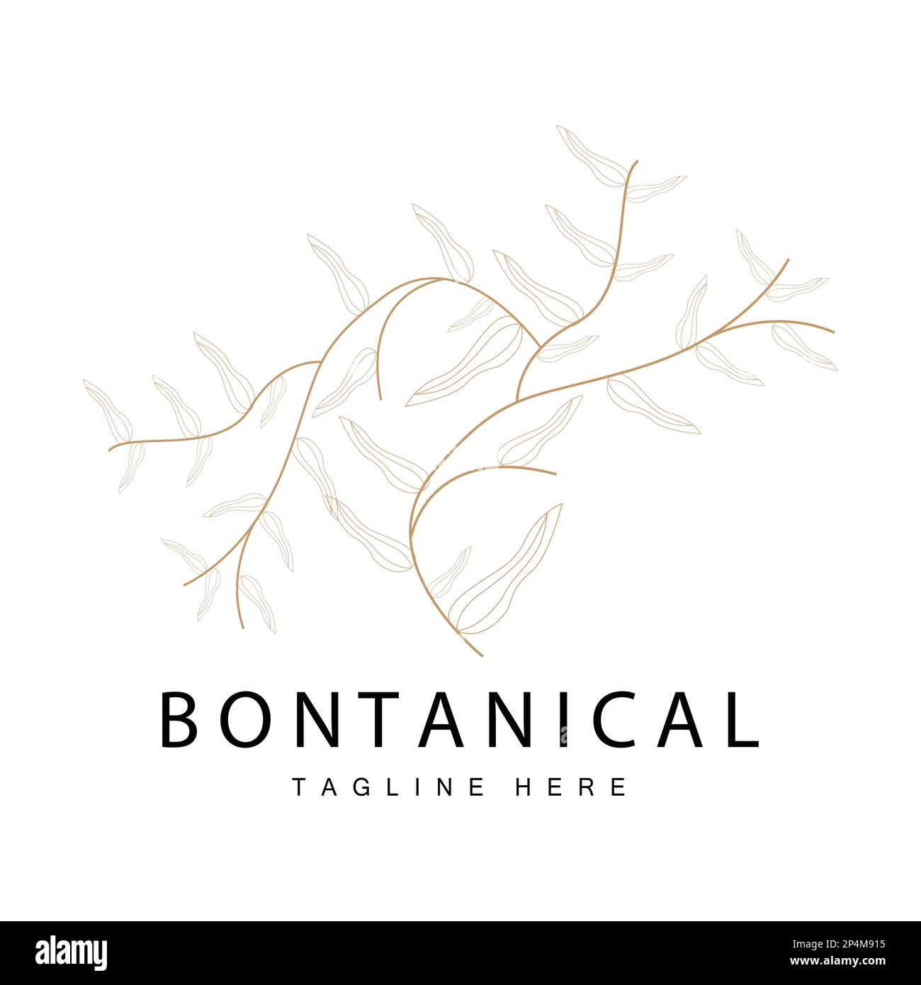 Logo Botanico, progettazione di piante naturali, vettore icona di piante floreali con modello di linea Illustrazione Vettoriale